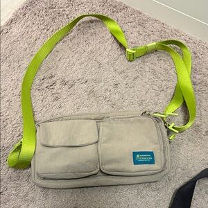 lululemon athletica Beige Belt Bag with Lime Strap